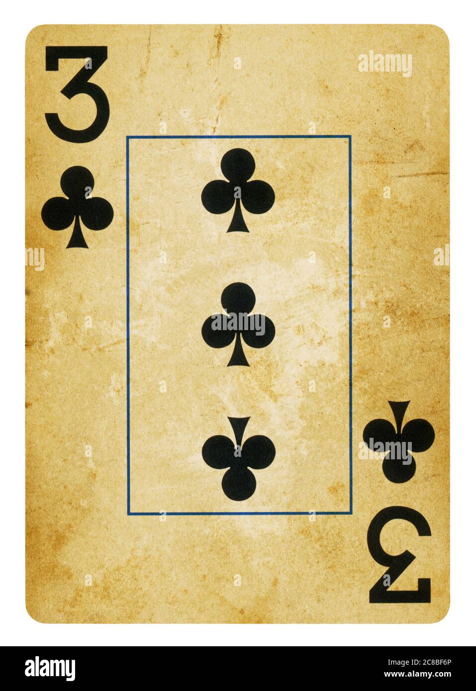 Trois clubs de Vintage playing card - isolated on white (chemin inclus) Banque D'Images