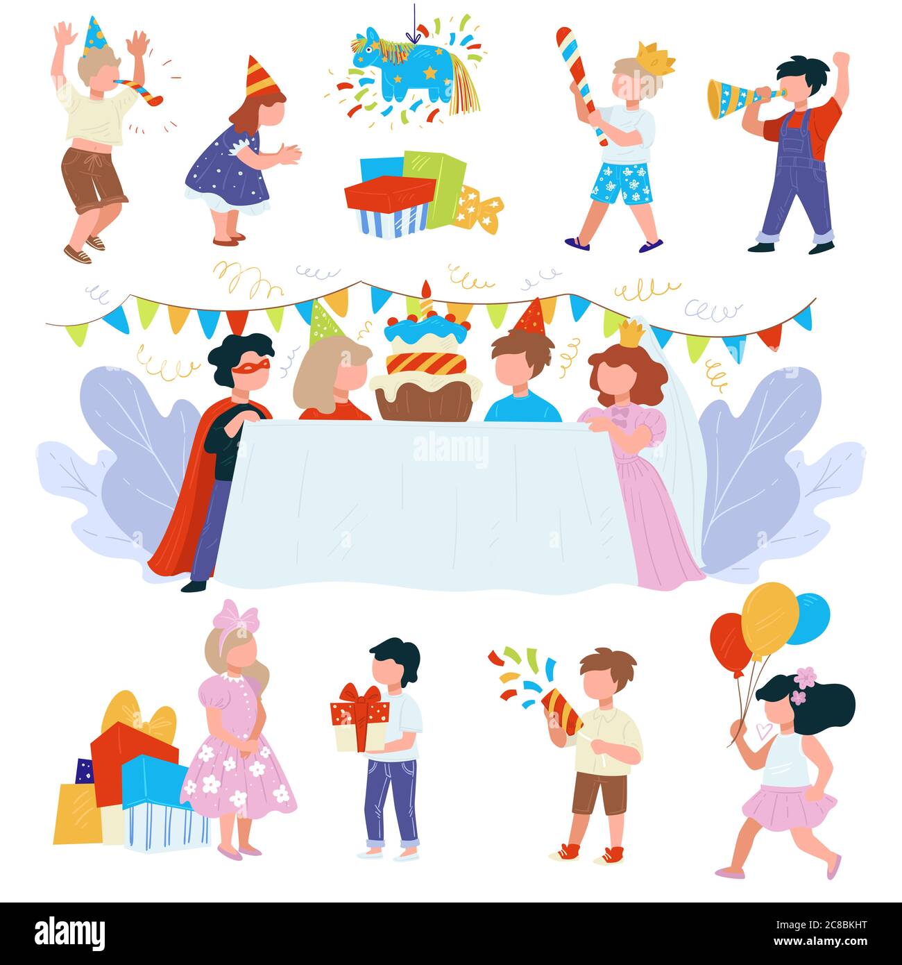 Joyeux anniversaire pour les enfants, fête et fête Illustration de Vecteur Joyeux anniversaire pour les enfants, fête et fête Illustration de Vecteur