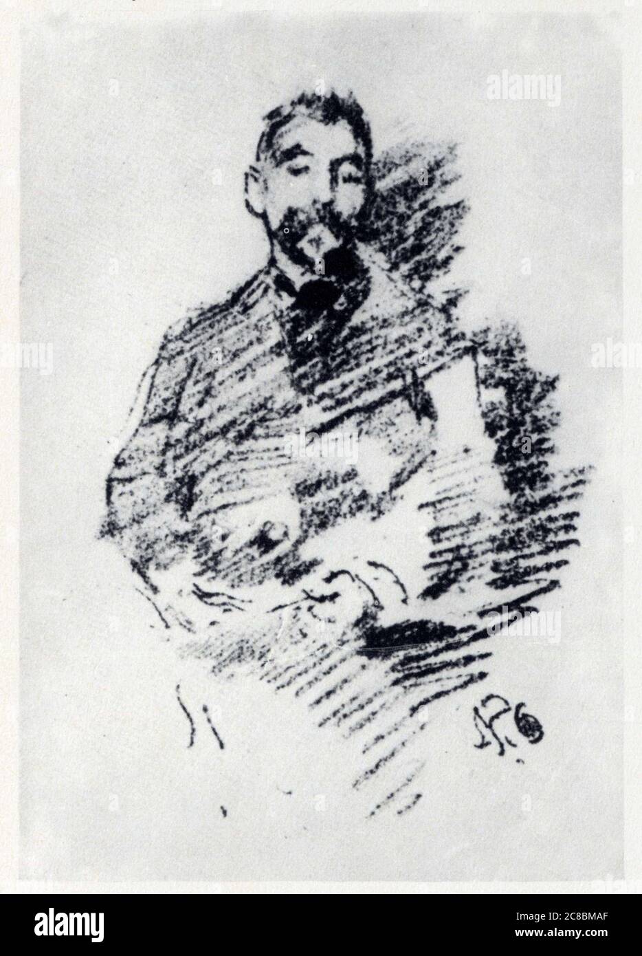 james abbott whistler.(1834-1903).portrait de stéphane mallarmé.dessin pour vers et prose.1889. Banque D'Images