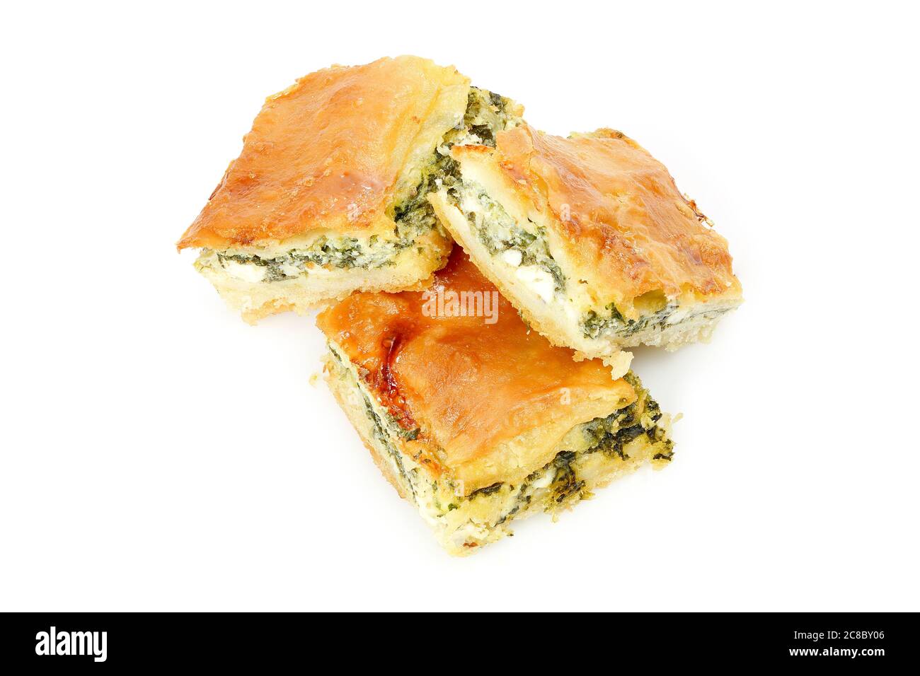 tarte aux épinards ou spanakopita aux épinards et au fromage feta, dessert traditionnel grec Banque D'Images