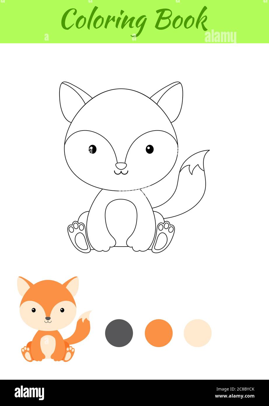 Page De Coloriage Petit Renard De Bebe Assis Livre De Coloriage Pour Enfants Activite Educative Pour Les Enfants D Age Prescolaire Et Les Tout Petits Avec Un Animal Mignon Image Vectorielle Stock Alamy