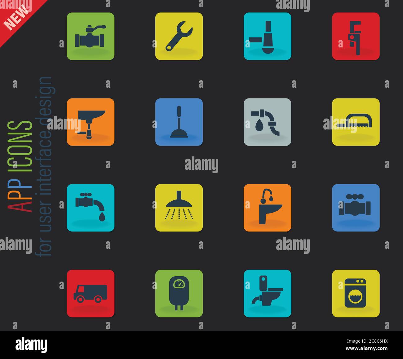 Service de plomberie icon set Illustration de Vecteur