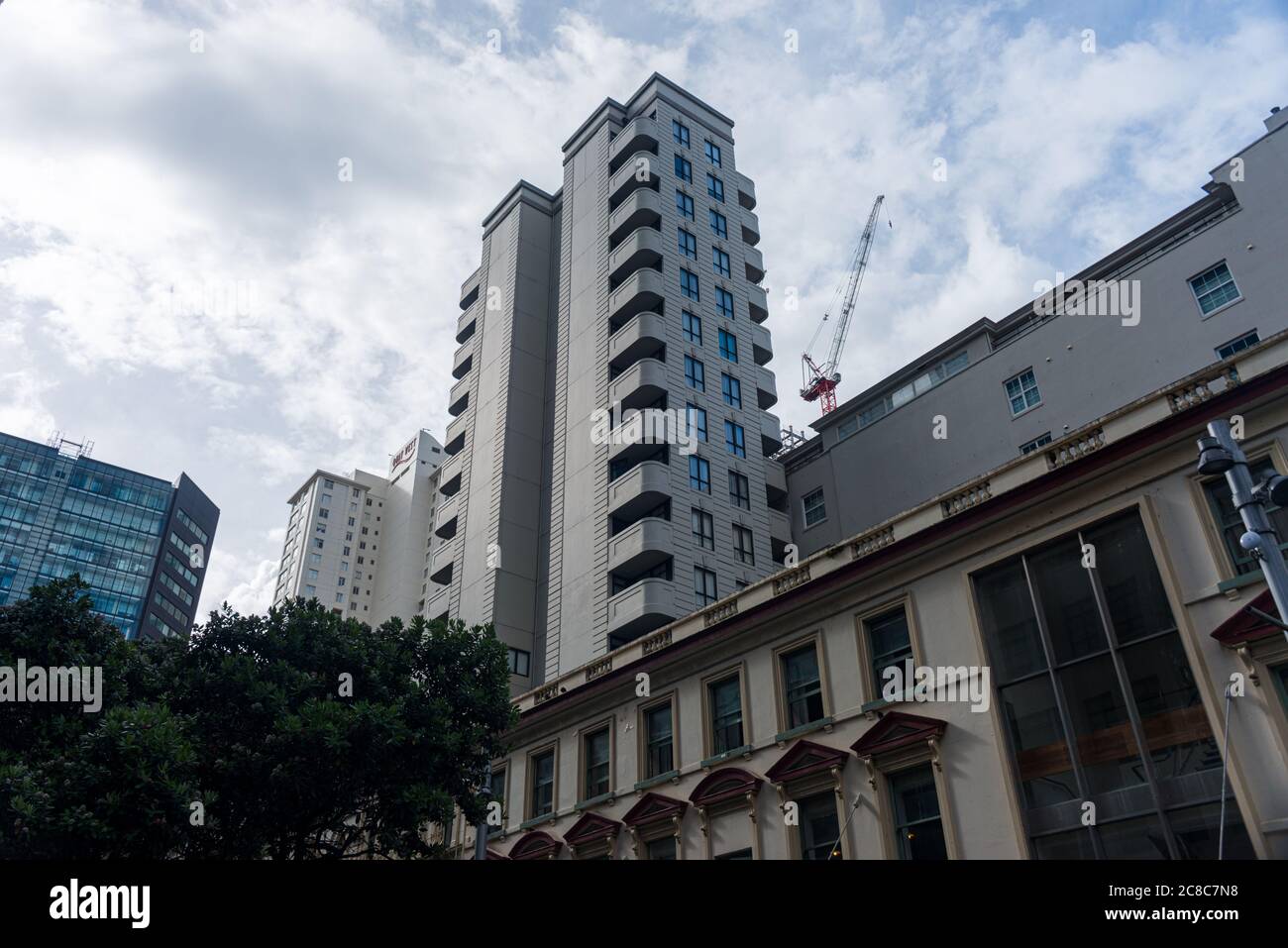 Gratte-ciels et rues du quartier des affaires d'Auckland, Nouvelle-Zélande Banque D'Images