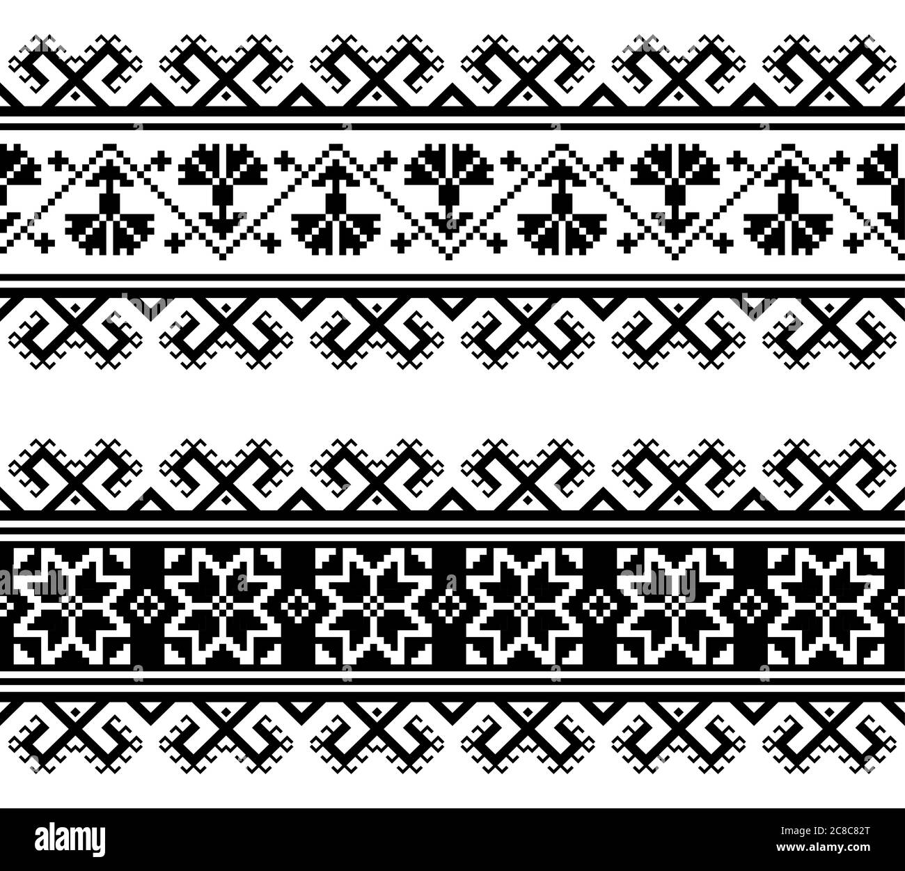 Ukrainien ou biélorusse traditionnel sans couture folk broderie motif wtich fleurs et formes géométriques Illustration de Vecteur