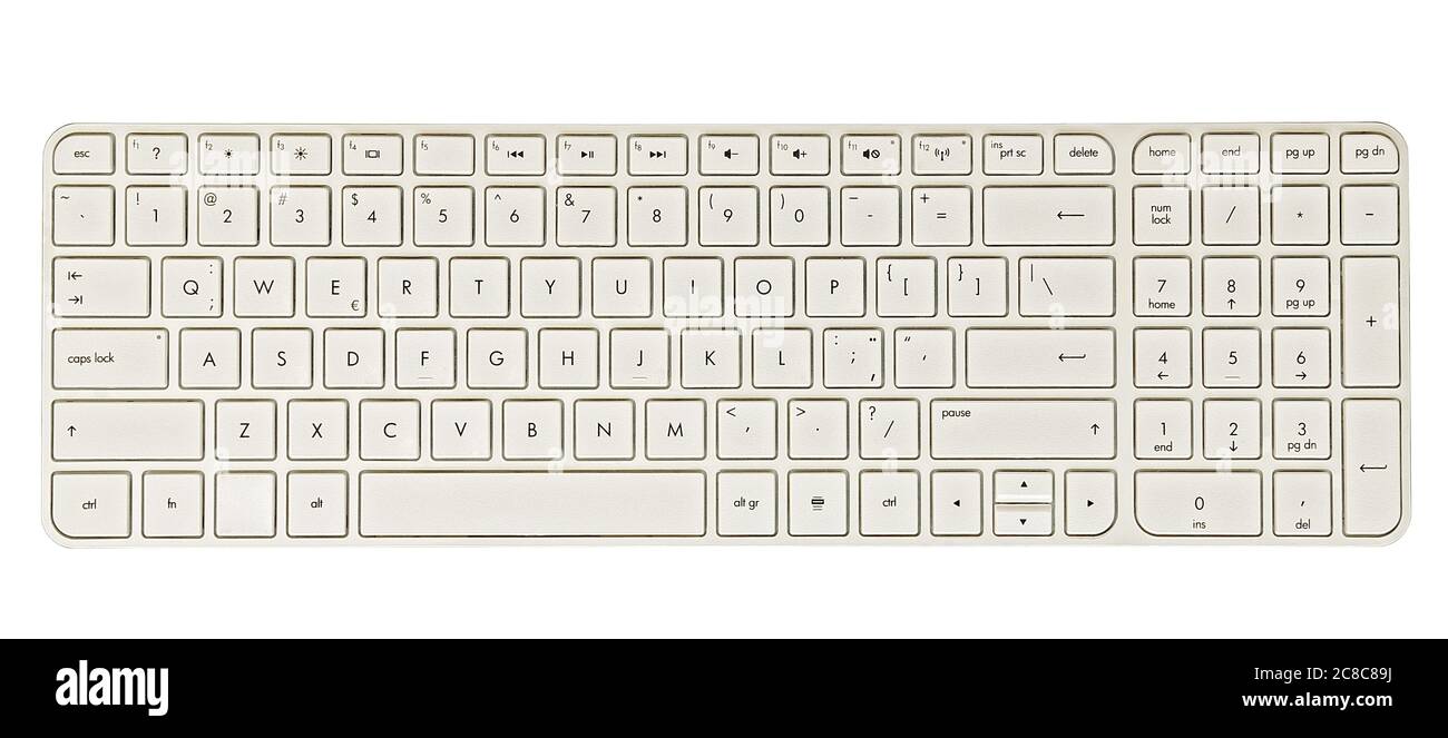 clavier blanc isolé sur blanc Banque D'Images