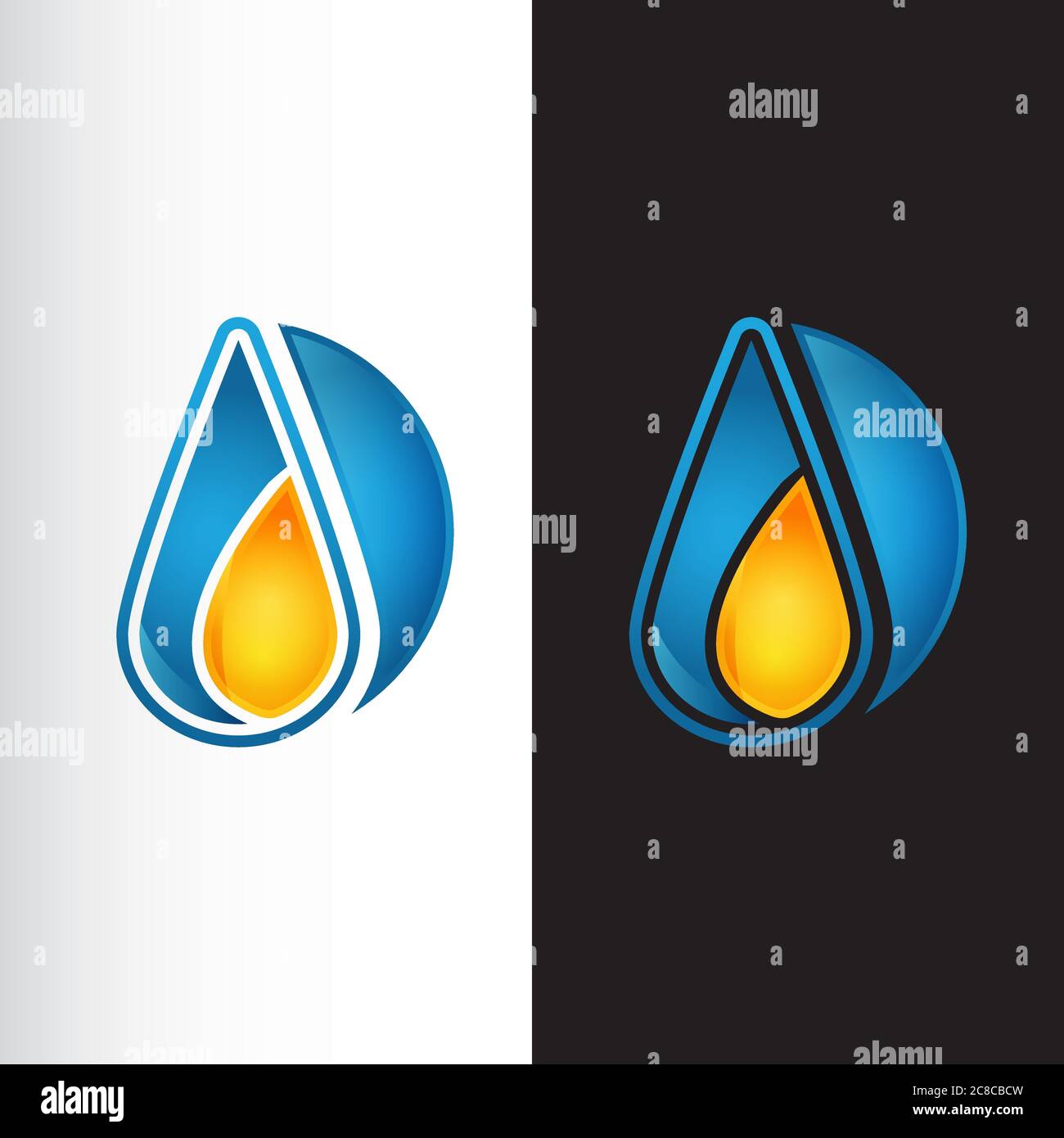 création personnalisée bleu orange texturé logo eau de feu dessin vecteur symbole illustrations Illustration de Vecteur