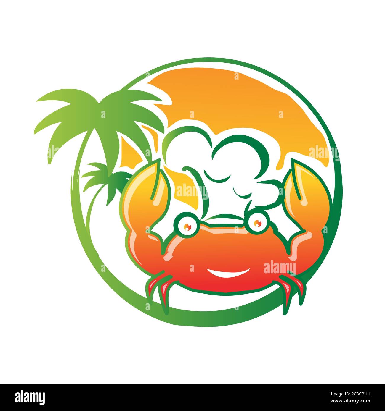 dessin animé personnage dessin dessin dessin de crabe logo illustration vectorielle avec élément tropical mer été pour restaurant de fruits de mer ou compagnie alimentaire Illustration de Vecteur
