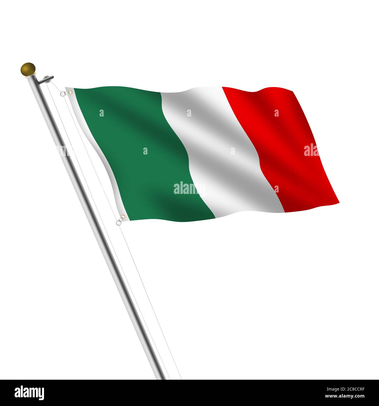 Italie Flagpole 3d illustration sur blanc avec masque Banque D'Images