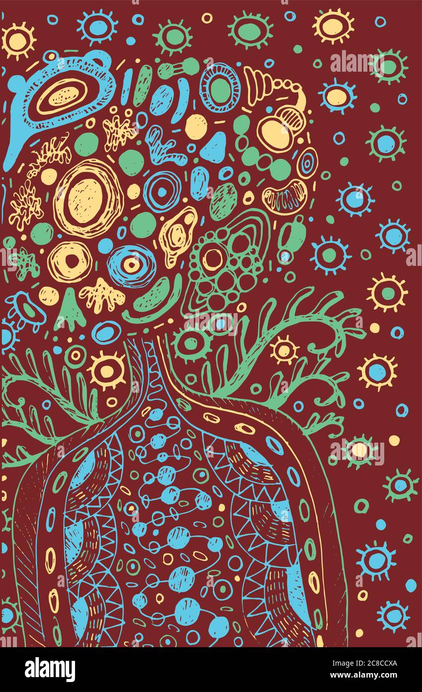 Surréaliste danschoque l'homme extraterrestre cosmique avec des ailes sur l'espace. Ventilateur Colorfu Illustration de Vecteur