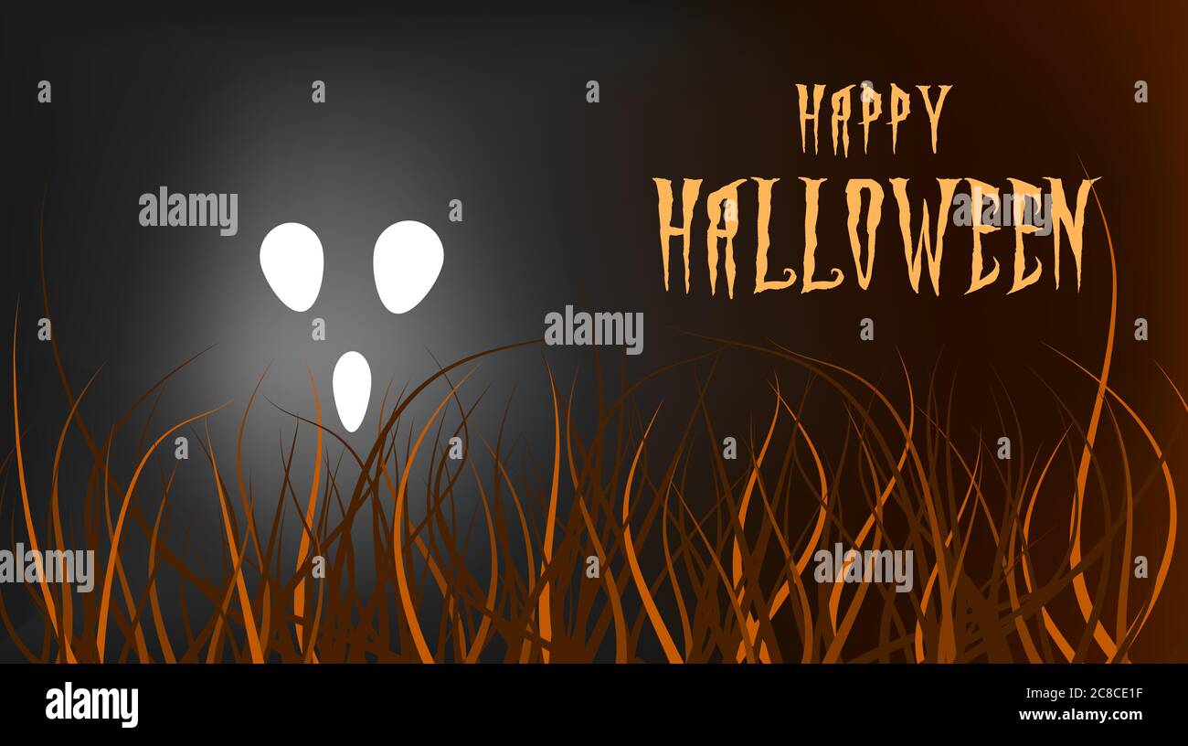 Illustration d'un visage fantôme lors d'une nuit sombre d'halloween Illustration de Vecteur