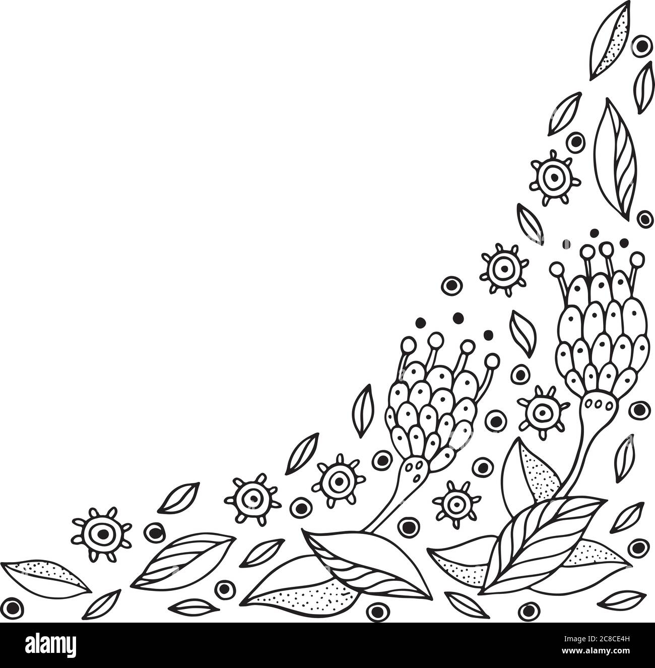 Cadre en forme de Doodle avec fleurs. Page de coloriage pour adultes. Vecteur illu Illustration de Vecteur