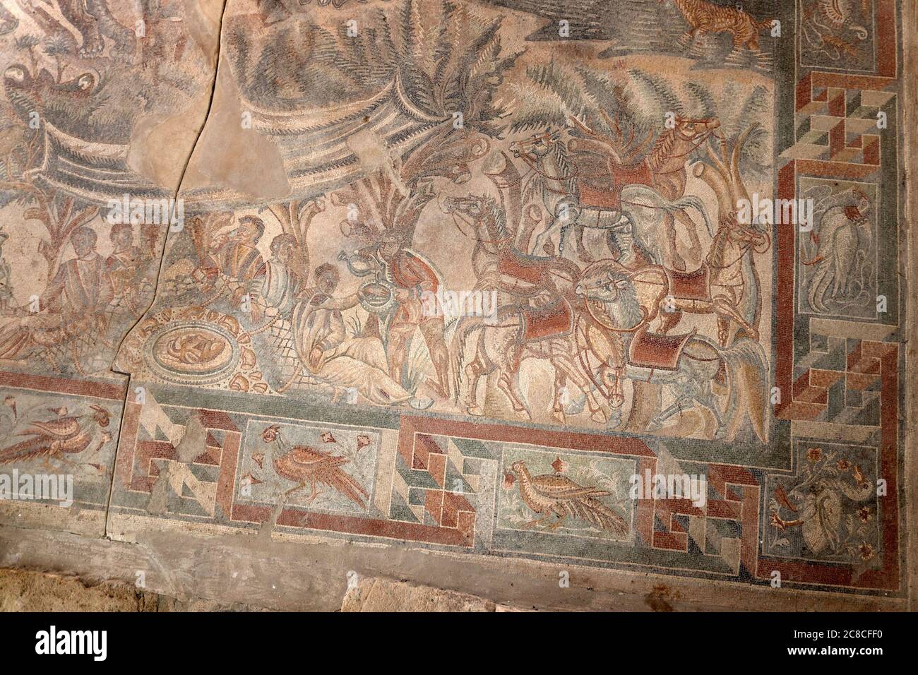 Villa del Tellaro Sicile entrée gratuite ancienne décoration en mosaïque romaine Banque D'Images