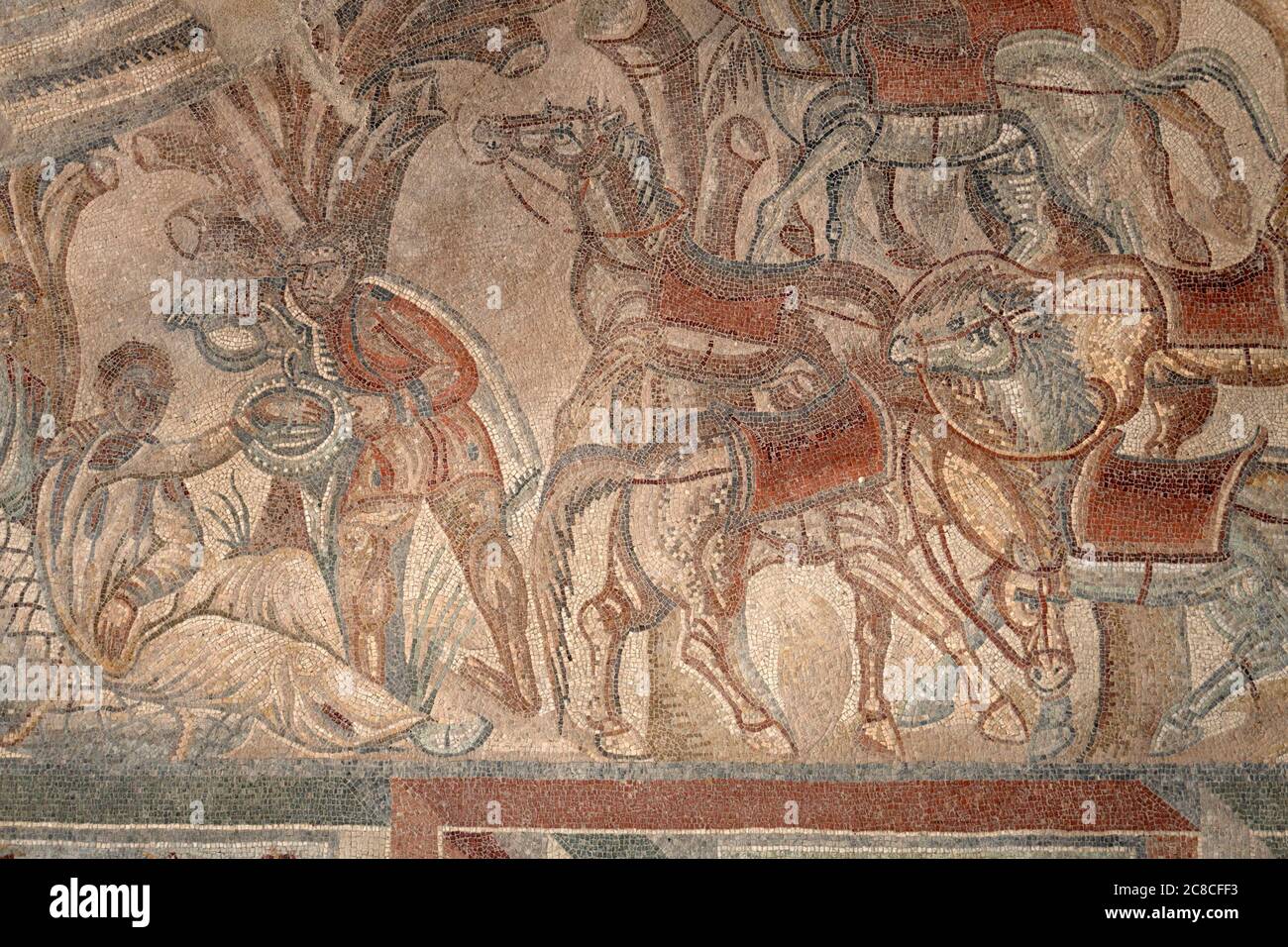 Villa del Tellaro Sicile entrée gratuite ancienne décoration en mosaïque romaine Banque D'Images