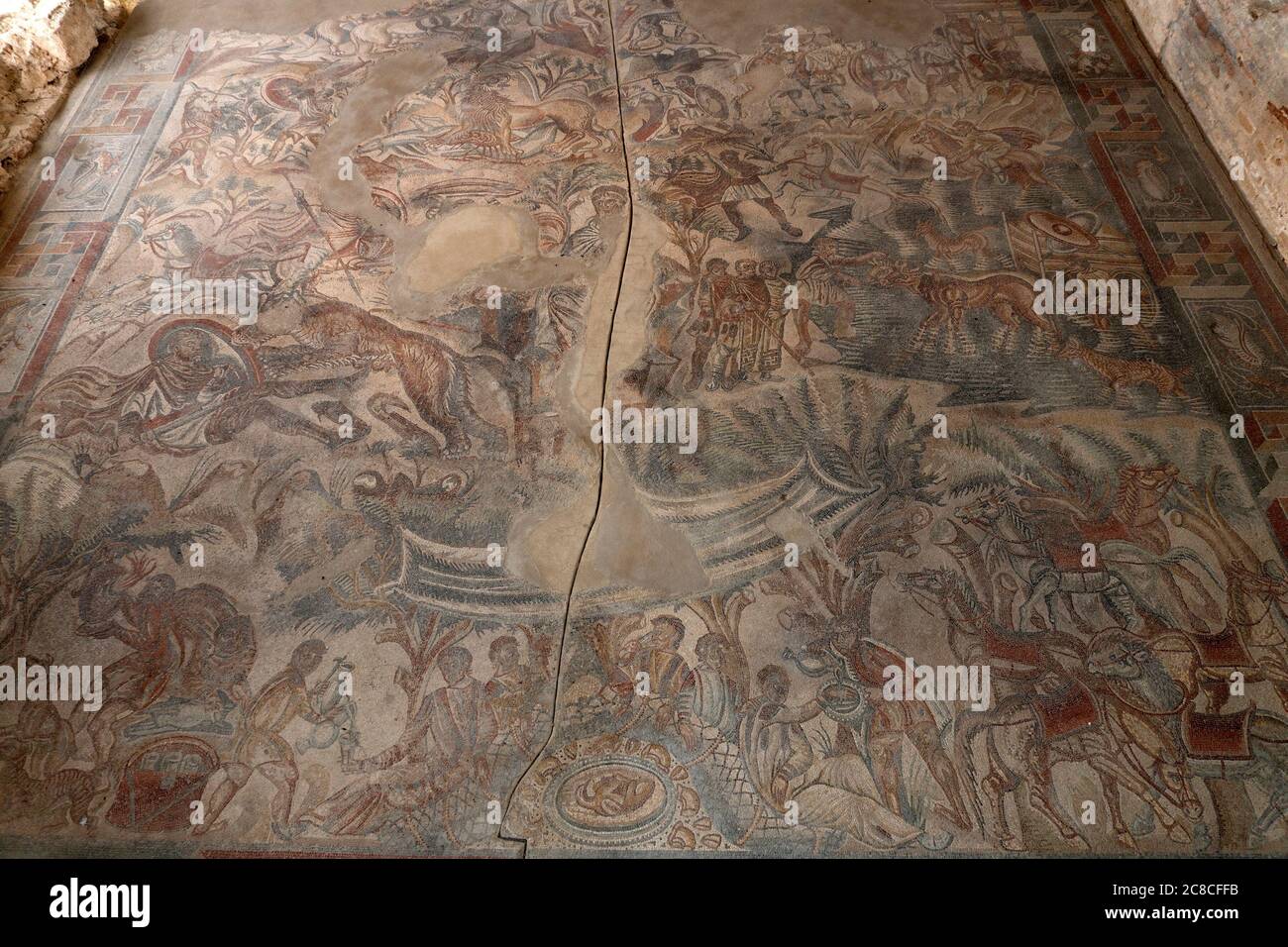 Villa del Tellaro Sicile entrée gratuite ancienne décoration en mosaïque romaine Banque D'Images