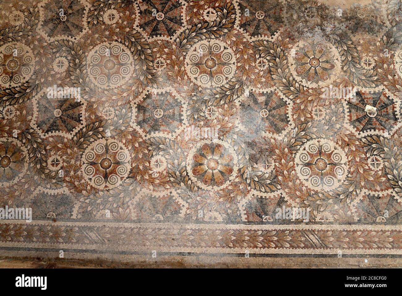 Villa del Tellaro Sicile entrée gratuite ancienne décoration en mosaïque romaine Banque D'Images