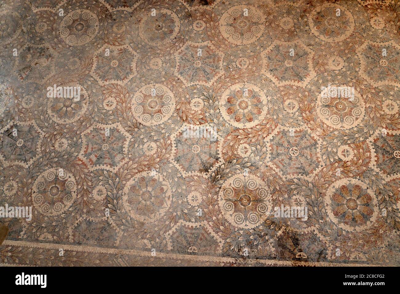 Villa del Tellaro Sicile entrée gratuite ancienne décoration en mosaïque romaine Banque D'Images