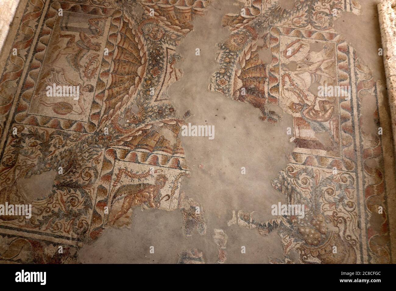 Villa del Tellaro Sicile entrée gratuite ancienne décoration en mosaïque romaine Banque D'Images