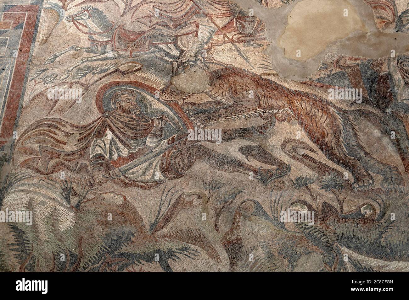 Villa del Tellaro Sicile entrée gratuite ancienne décoration en mosaïque romaine Banque D'Images