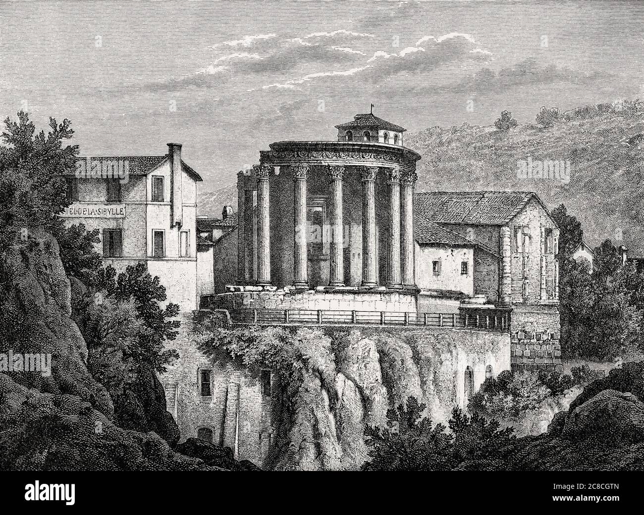 Tempio di Vesta, Tempio della Sibilla, Tivoli, Latium, Italie, 19e siècle Banque D'Images