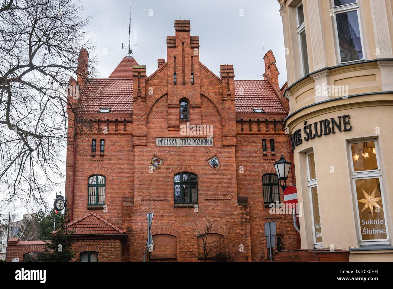 Siège provincial du Service d'incendie de la vieille ville de Torun, Voïvodeship de Pologne, pomérie de Kuyavian Banque D'Images