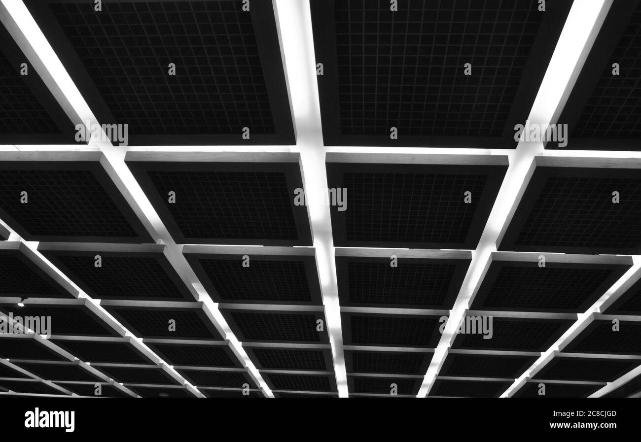 Plafond moderne avec lumière LED et domus, style symétrique, vue de bas en  haut, réflexion abstraite, photo noir et blanc, Brésil, Amérique du Sud  Photo Stock - Alamy
