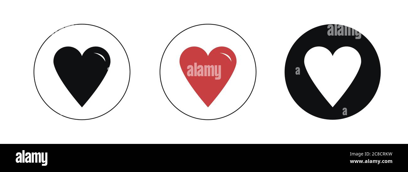 Icônes de cœur définies. Collection d'icônes symbole d'amour. Cœur rouge et noir isolé Illustration de Vecteur