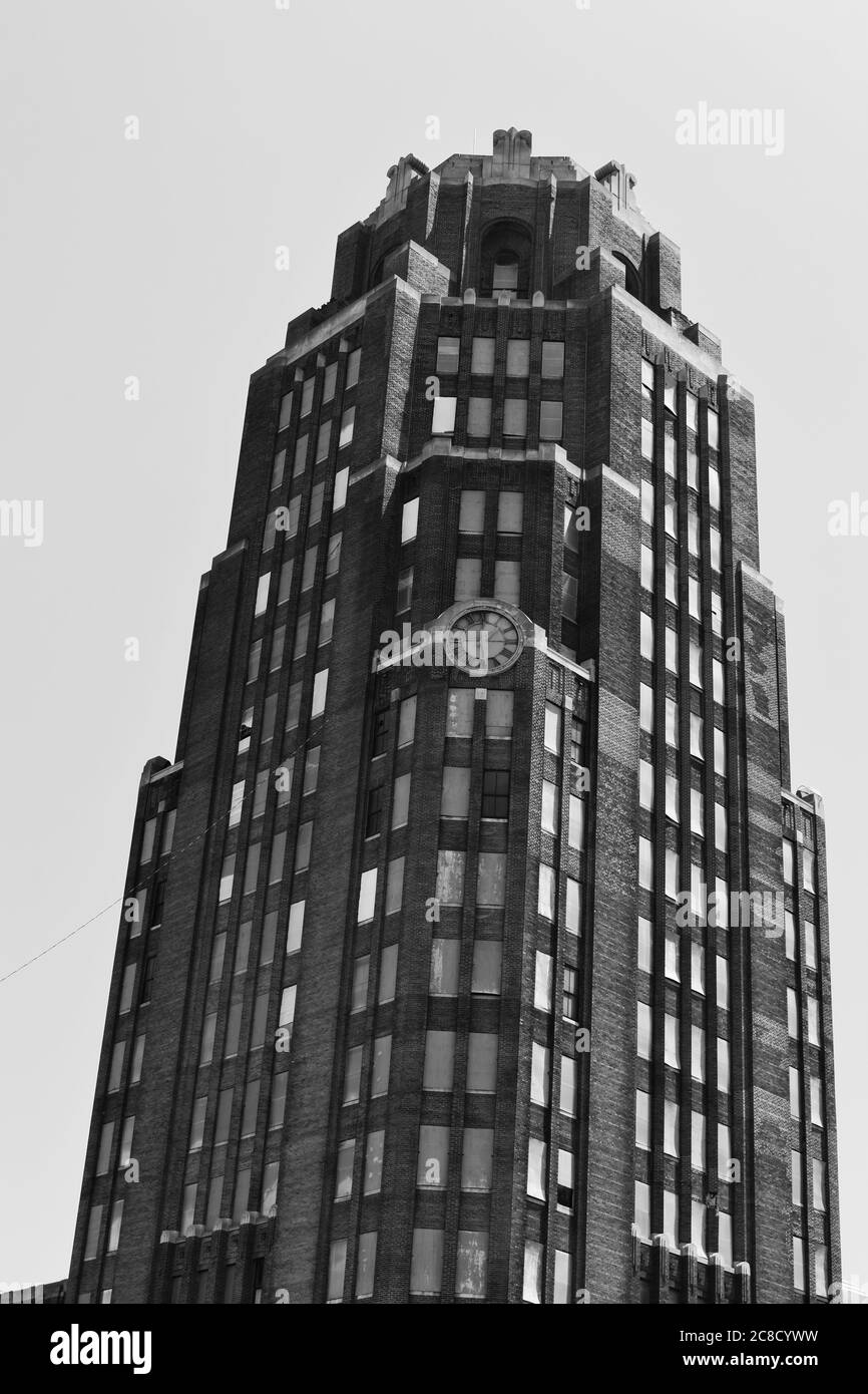 Photo en noir et blanc du terminal central de Buffalo Banque D'Images