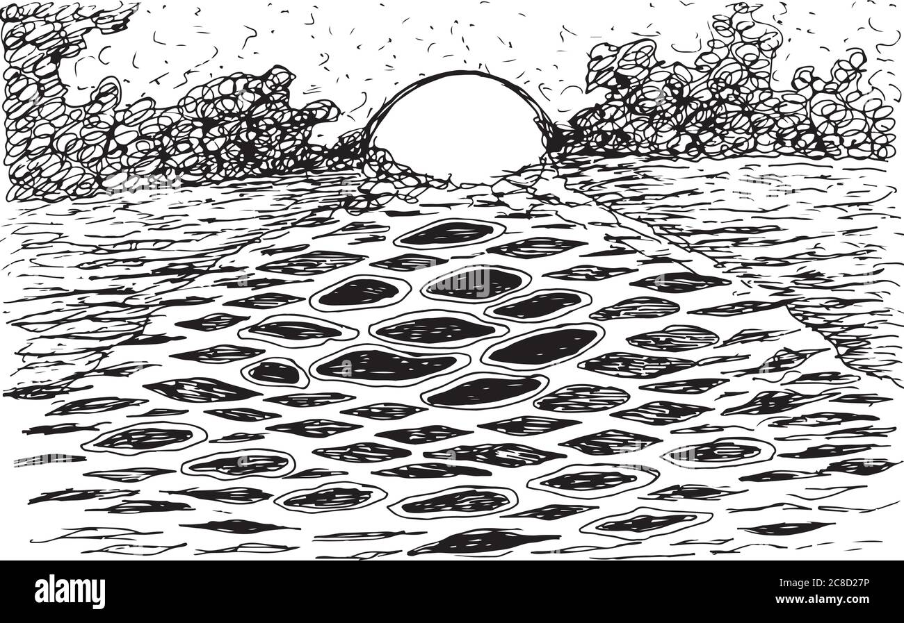 Dessin Coucher De Soleil Noir Et Blanc www.alamyimages.fr