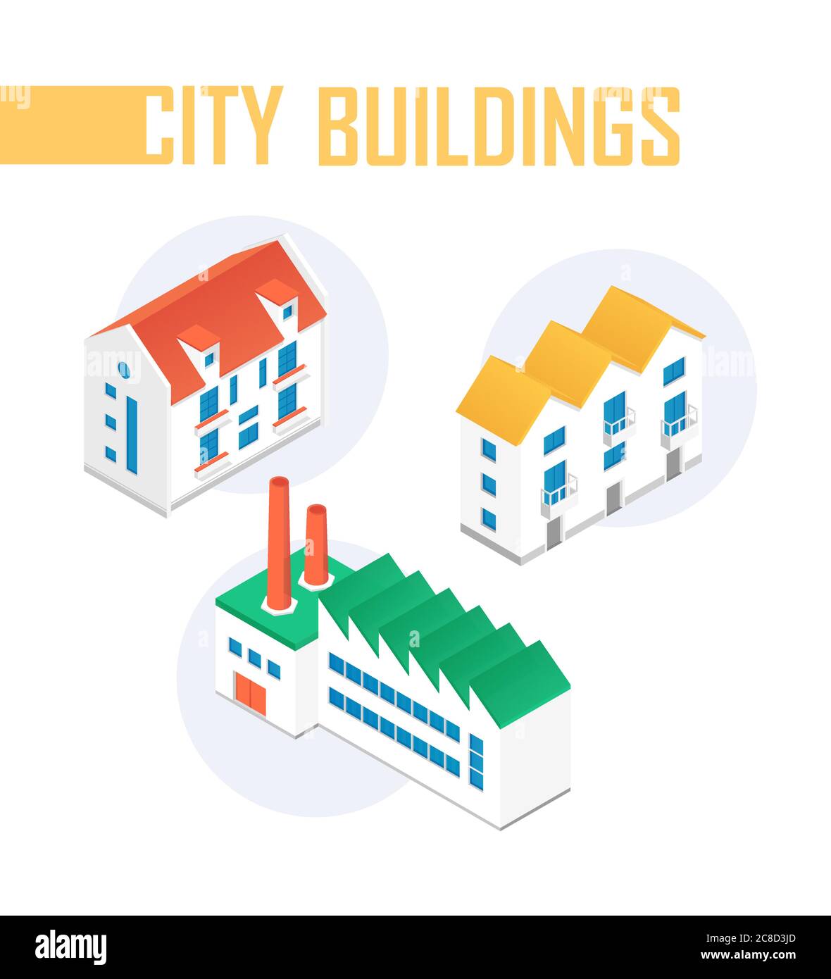 Des bâtiments de la ville - vecteur moderne éléments isométriques colorés Illustration de Vecteur