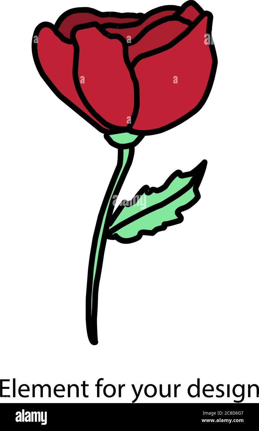 Rose rouge sur fond blanc. Emblème du Royaume. Illustration vectorielle Illustration de Vecteur