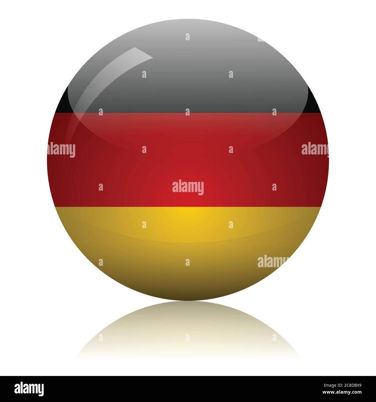 Illustration vectorielle de la surface du miroir de lumière de la boule de verre drapeau allemand Illustration de Vecteur