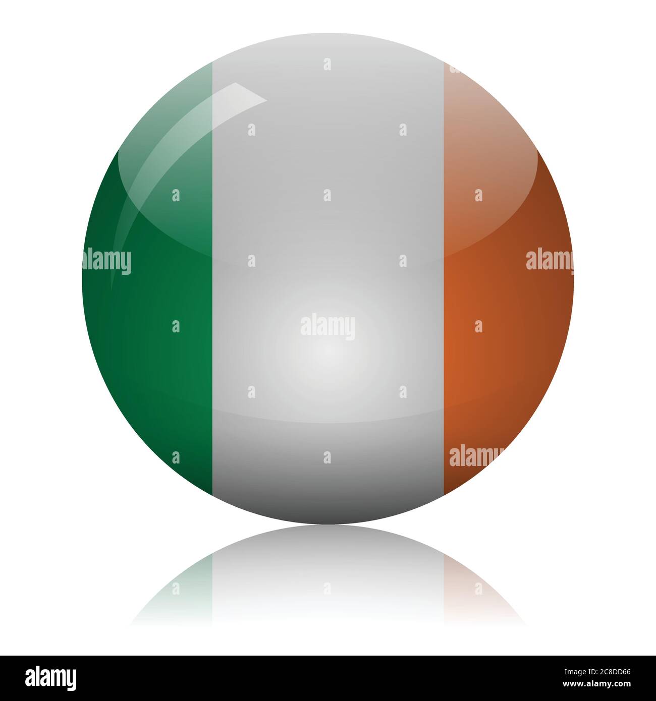 Illustration du vecteur de surface du miroir de lumière représentant une boule de verre de drapeau irlandais Illustration de Vecteur