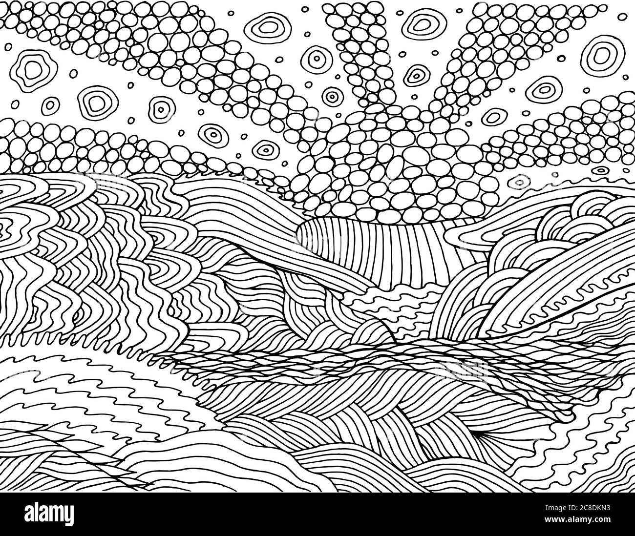 Paysage Psychedelique Page De Coloriage Pour Adultes Coucher De Soleil Sur La Mer Soleil Ocean Ciel Et Claque Vagues Oceaniques Illustration De Bord De Mer Dessin Doodle Vecteur Ar Image Vectorielle Stock Paysage Psychedelique Page De Coloriage Pour Adultes Coucher De Soleil Sur La Mer Soleil Ocean Ciel Et Claque Vagues Oceaniques Illustration De Bord De Mer Dessin Doodle Vecteur Ar Image Vectorielle Stock