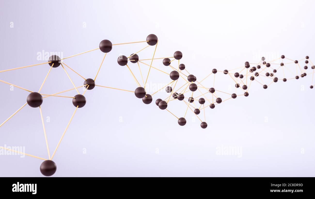 Rendu tridimensionnel de sphères marron interconnectées Banque D'Images