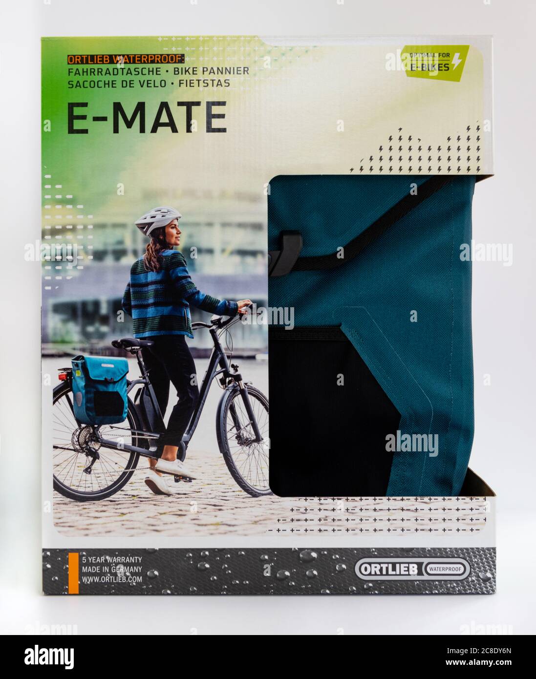 Ortlieb pannier E-mate conçu avec section pour transporter la batterie de rechange pour les vélos électriques Banque D'Images