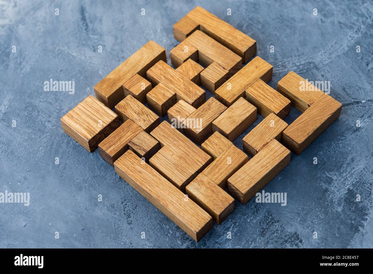 Pièces assemblées de puzzle en bois Banque D'Images