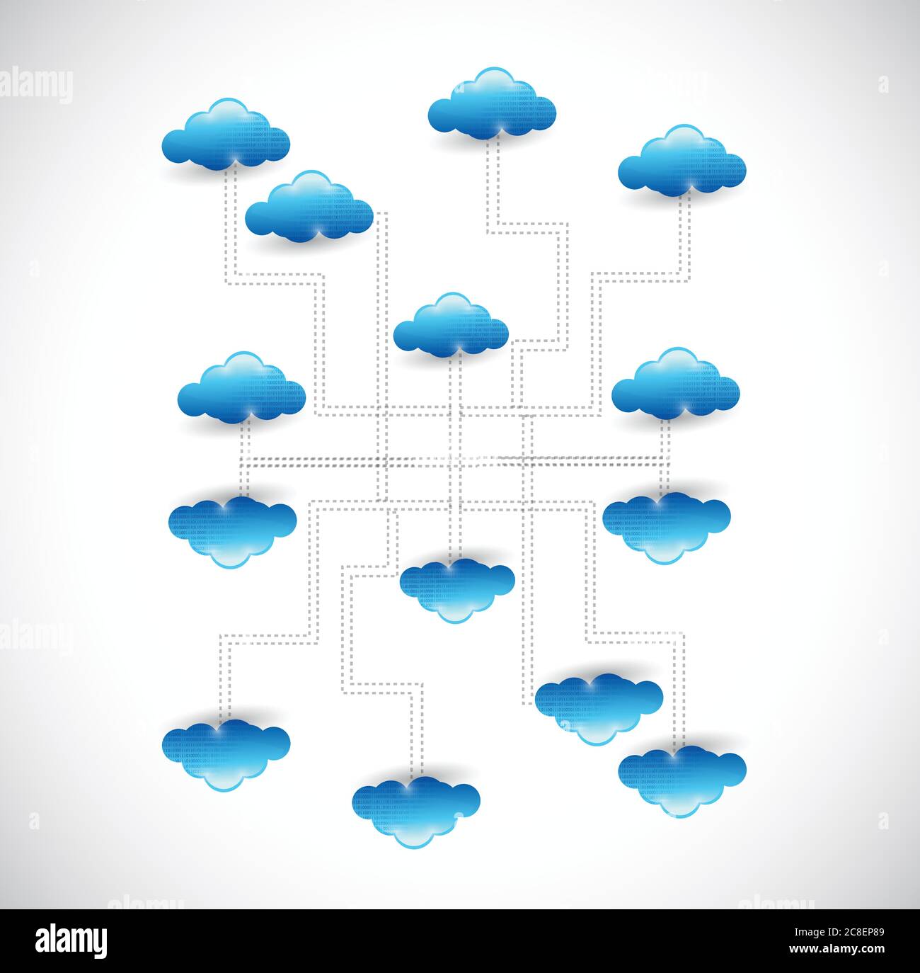 Schéma de connexion du réseau Cloud, illustration sur fond blanc Illustration de Vecteur