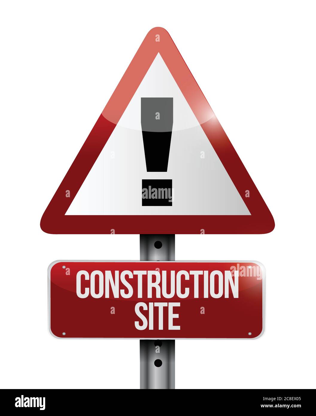 Avertissement de chantier, design de l'illustration du panneau de signalisation routière sur fond blanc Illustration de Vecteur