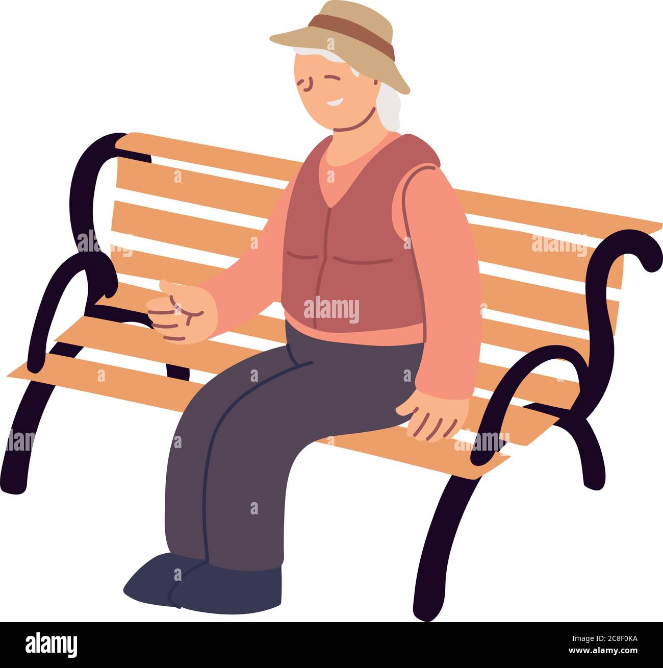 grand-père âgé assis sur un plan de travail vectoriel Illustration de Vecteur