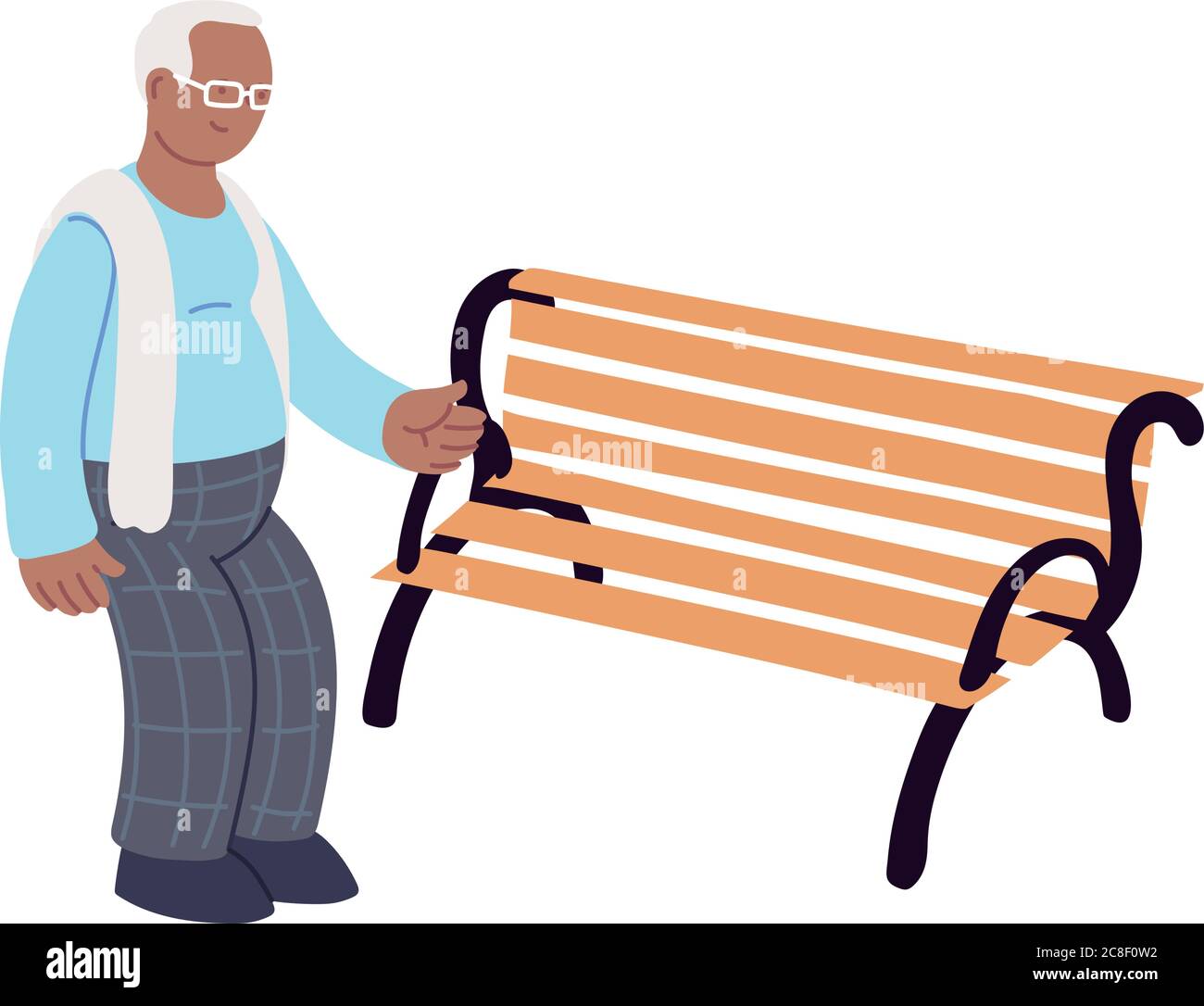 grand-père âgé assis sur un plan de travail vectoriel Illustration de Vecteur