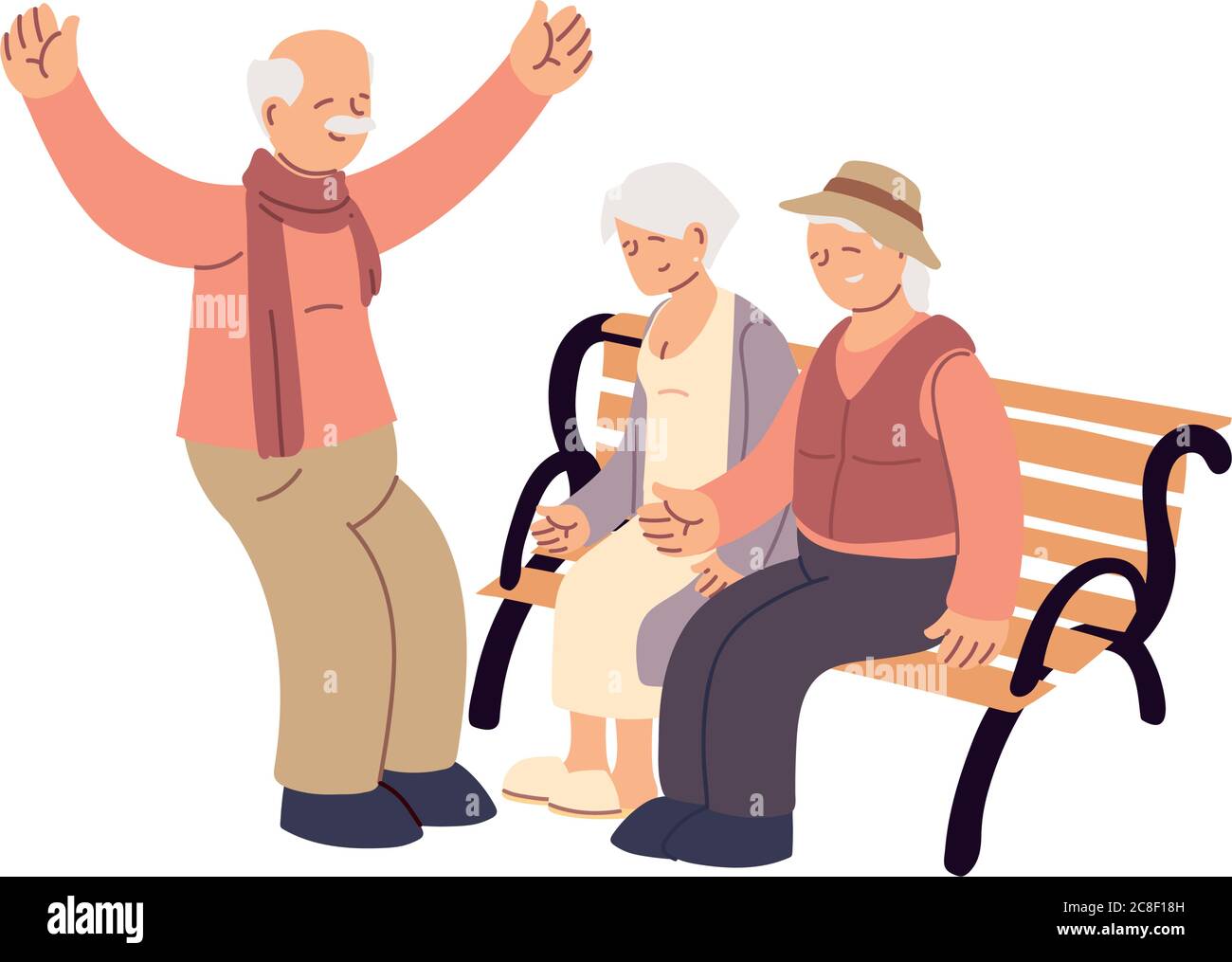 les personnes âgées assis sur un banc de dessin vectoriel Illustration de Vecteur