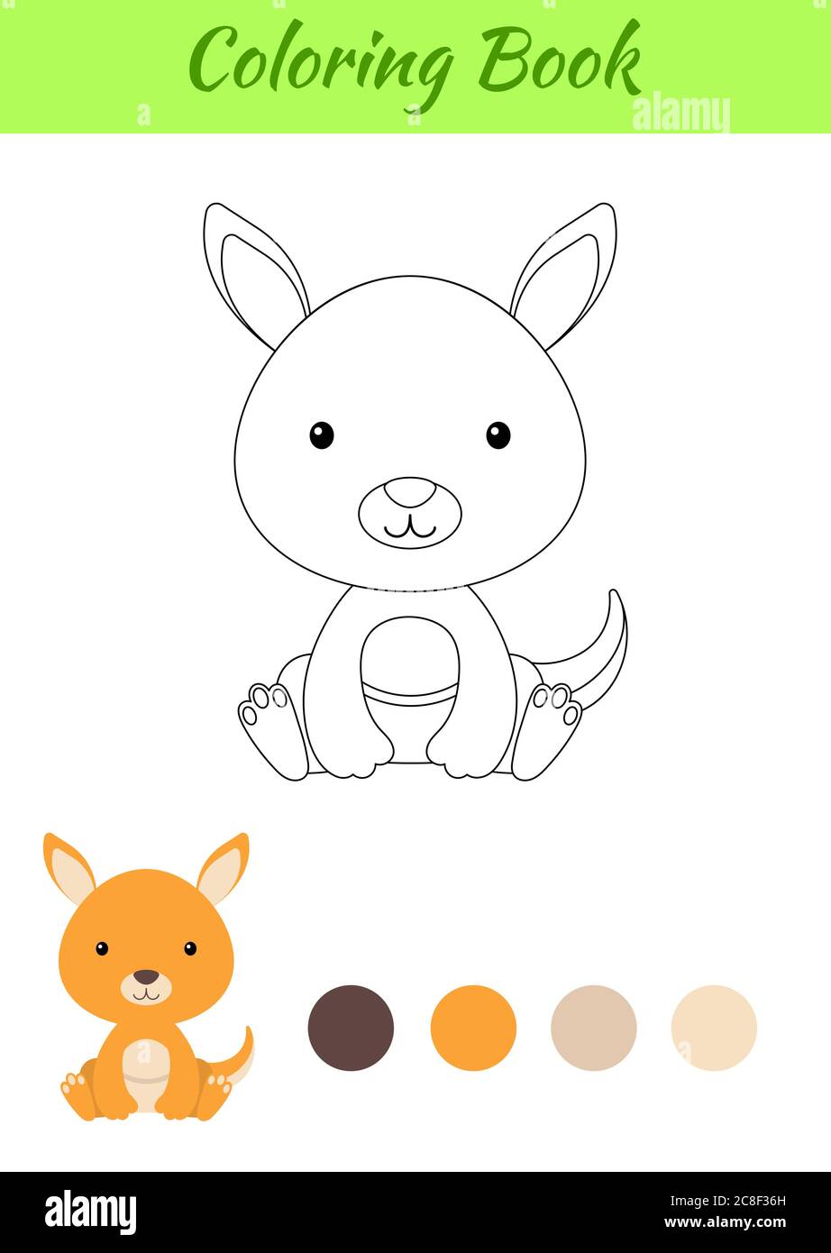page de coloriage petit bebe kangourou assis livre pour enfants activite educative les d age prescolaire et tout petits avec un animal mignon image vectorielle stock alamy lol rocker