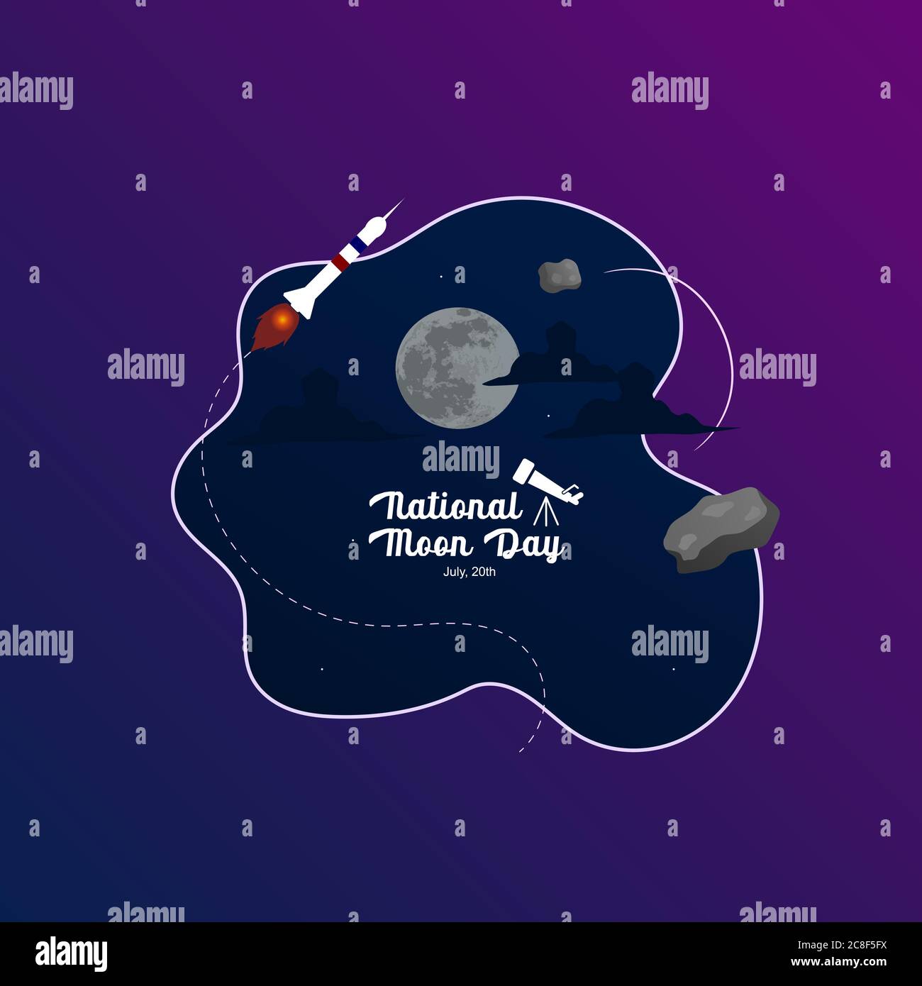 vecteur d'illustration du jour de la lune nationale, premier jour d'atterrissage humain à la lune Illustration de Vecteur
