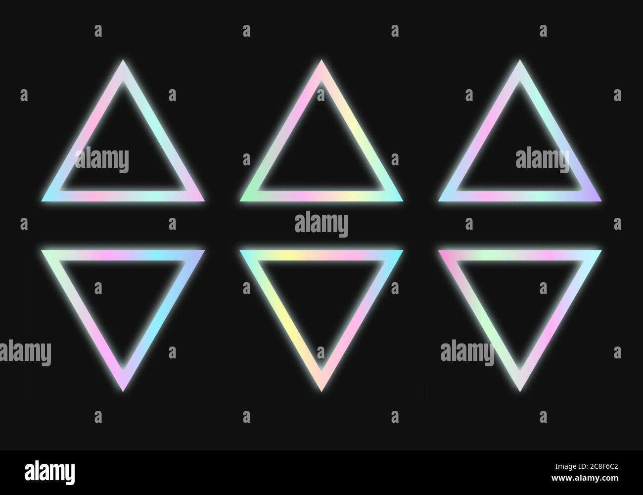 Cadres holographiques triangulaires de style vaporvague psychédélique. Illustration de Vecteur