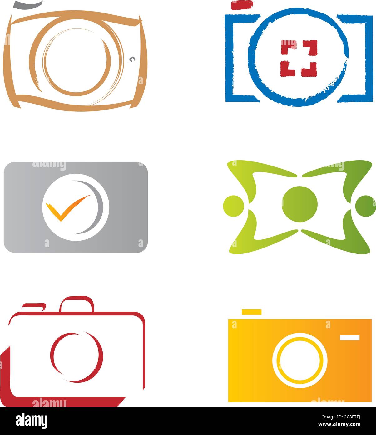 Ensemble de six icônes de photo - éléments et couleurs multiples Illustration de Vecteur