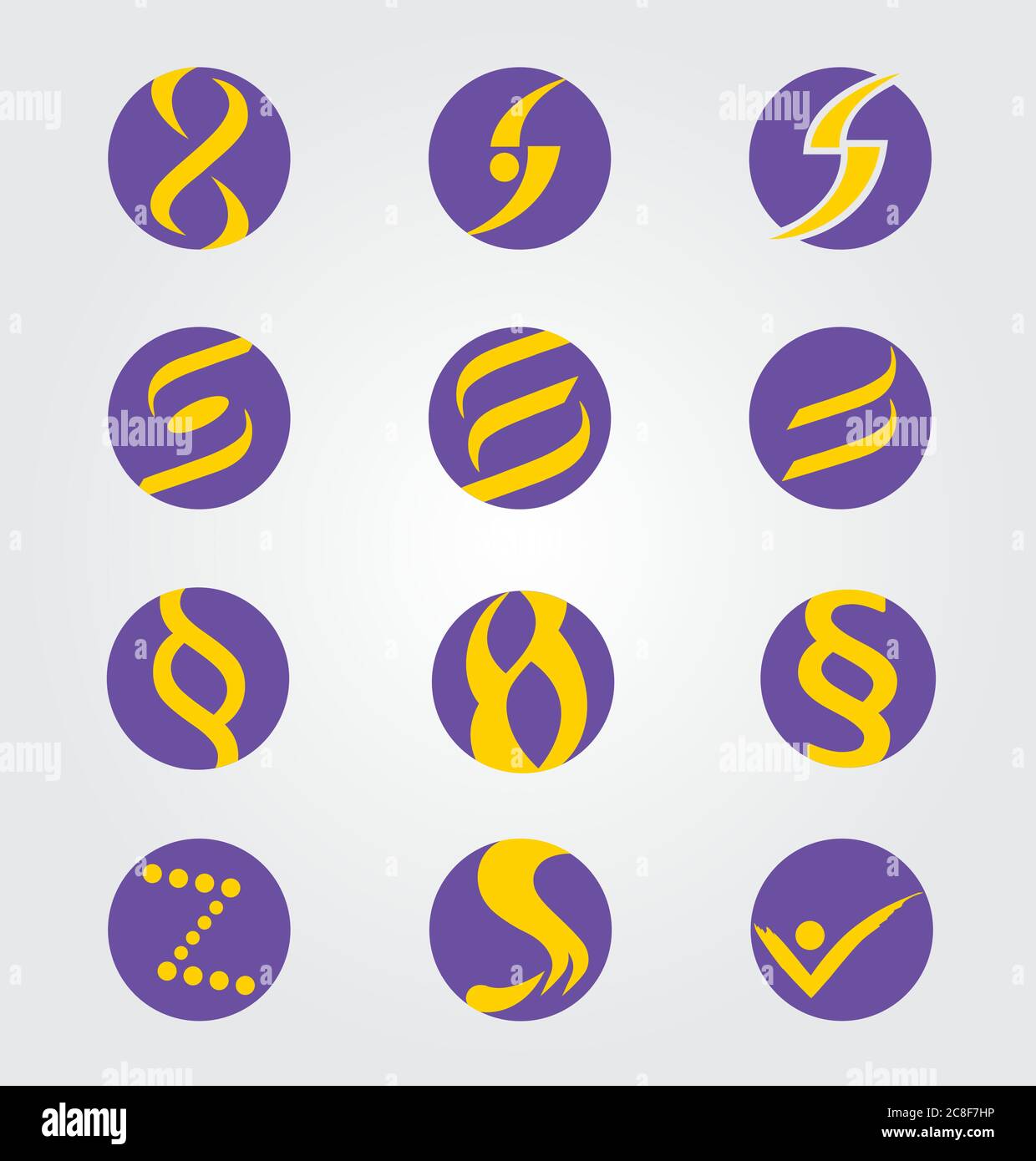 Ensemble de douze icônes rondes abstraites, lettre S, infini et symboles de paragraphe Illustration de Vecteur