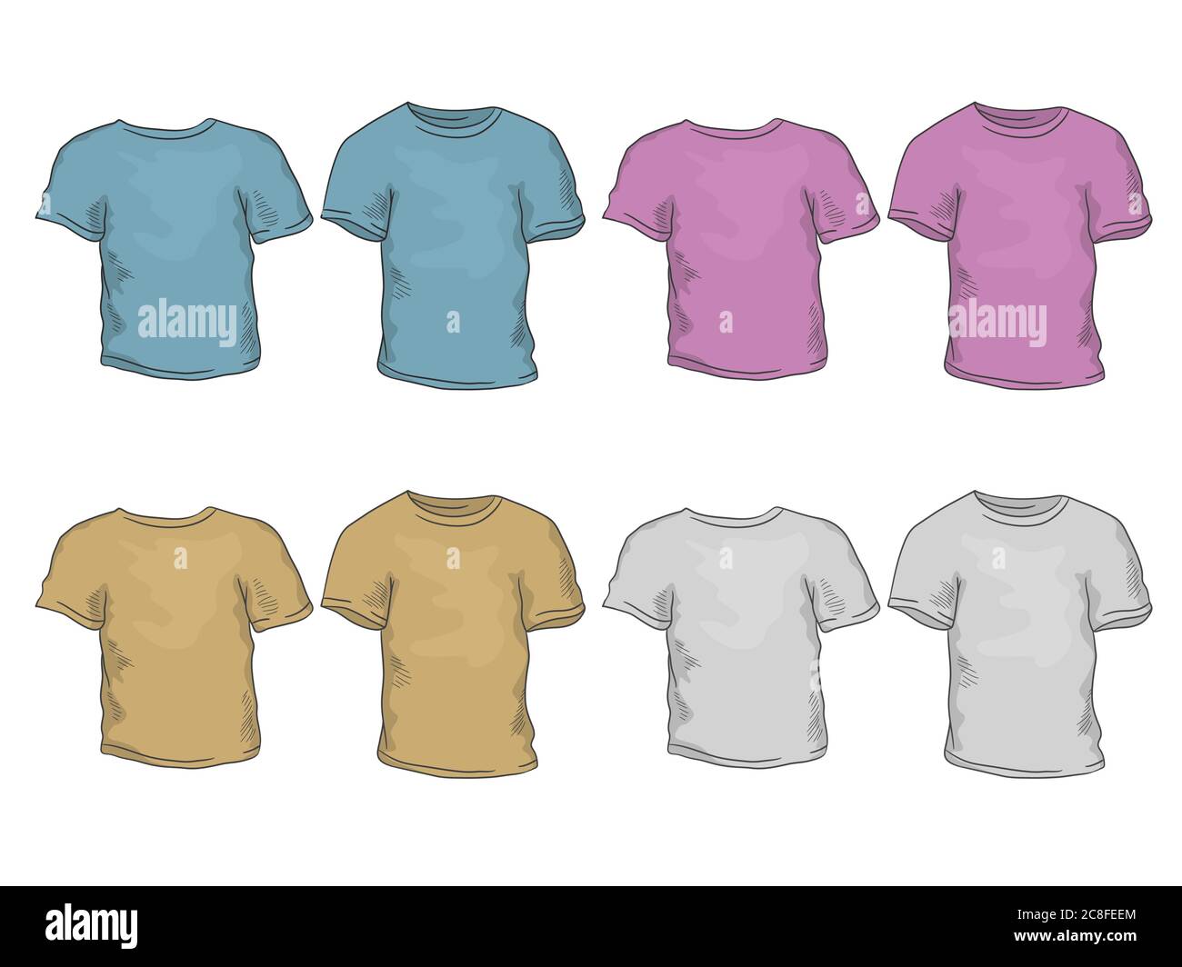 T-shirt graphique couleur isolée esquisse ensemble vecteur d'illustration Illustration de Vecteur