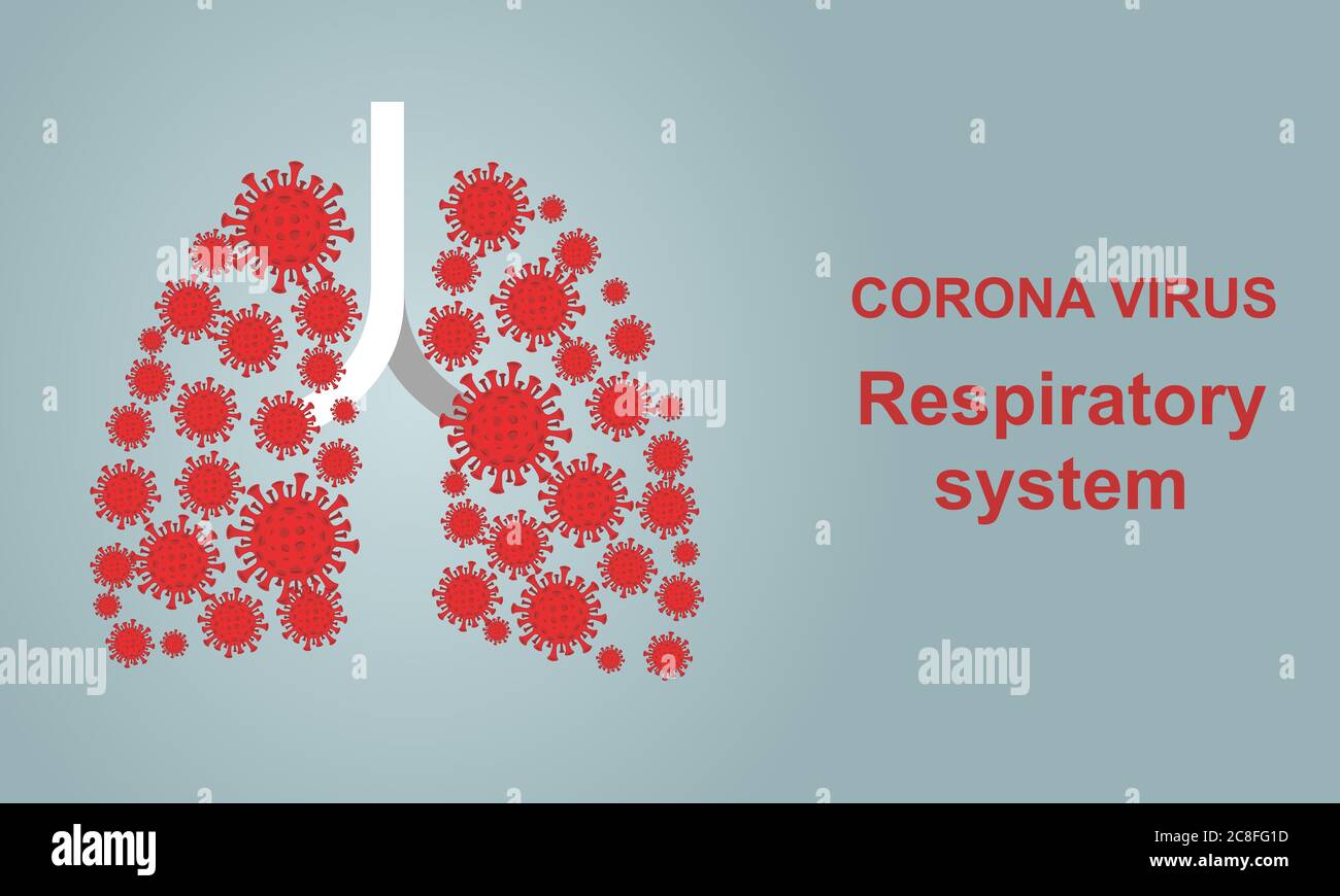 Coronavirus effet sur le système respiratoire humain et les poumons, espace de copie, conception de bannière coronavirus avec poumons et système respiratoire infectés. Illustration de Vecteur