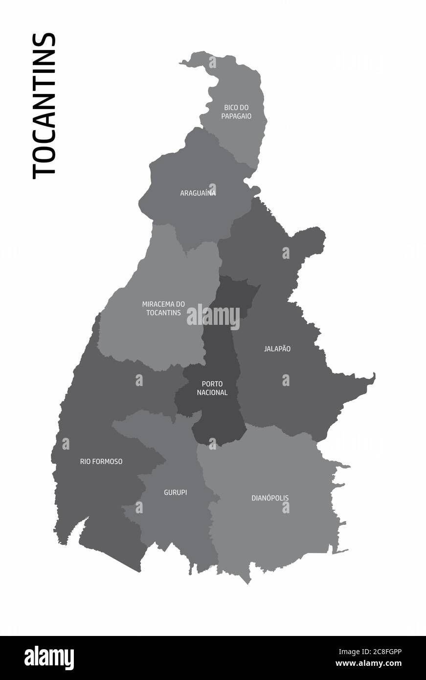 Carte des régions de l'État de Tocantins Illustration de Vecteur