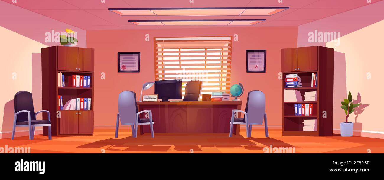 Intérieur du bureau principal de l'école, salle vide avec table de ...